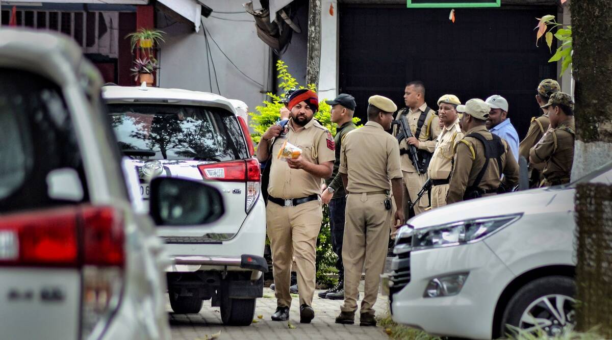Punjab Police personnel at the Central Jail in Dibrugarh, Assam on Sunday. (PTI)
